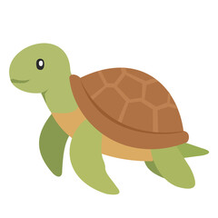 Obraz premium Sea Turtle Side View Flat Illustration