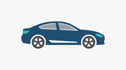 Fototapeta premium Modern sleek blue sedan car profile view.