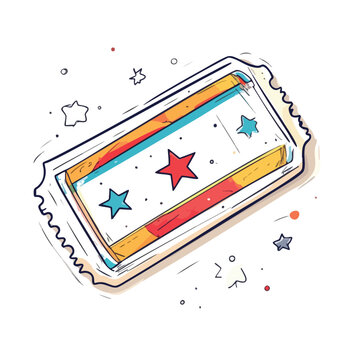 Hand drawn doodle illustration of a colorful chewing gum pack.