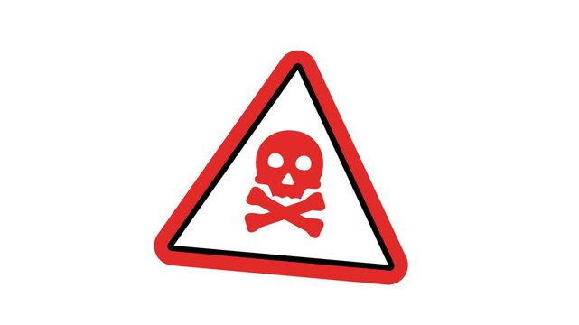 2d Animation caution alert risk safety danger road warning sign sign symbol animated motion graphic footage with alpha channel or transparency background