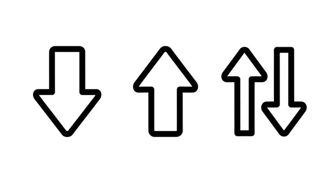 Directional arrow symbols: downward upward vertical exchange movement direction exchange vertical movement navigation indicator decrease increase interface