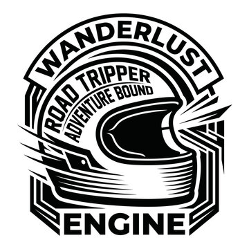 This image portrays an artistic representation of an adventure-themed helmet, symbolizing the spirit of exploration and wanderlust for road trippers everywhere.