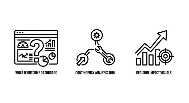 Collection of business process icons showing data analysis workflow and sales performance growth metrics with analysis business workflow performance optimization strategy management statistics