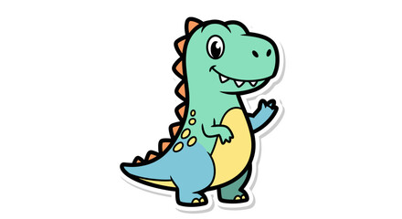 Fototapeta premium Colorful Cartoon Dinosaur Character Smiling Playfully.