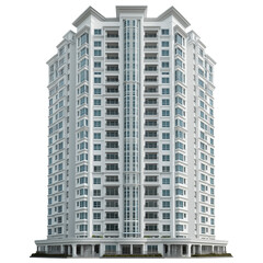Fototapeta premium Modern luxury highrise apartment building isolated on transparent background