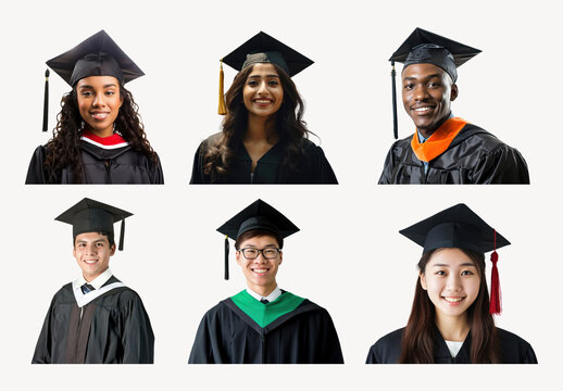 Diverse Graduates Celebrating Achievement Element Set