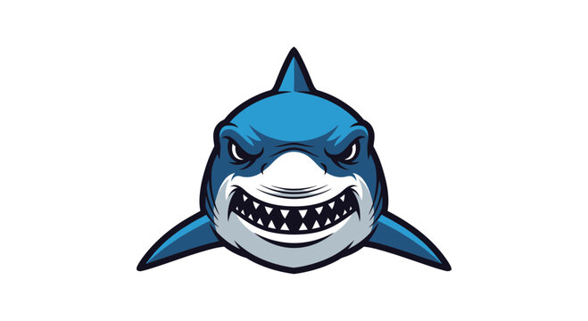 Fierce shark head illustration with sharp teeth ready to bite