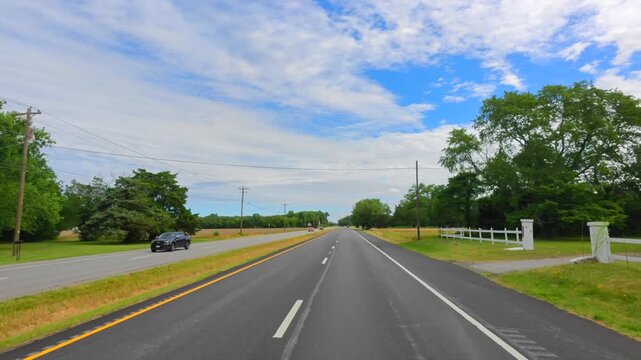 Driving on the Lankford Highway Capeville VA USA