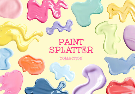 Colorful Paint Splatter Collection Design Set