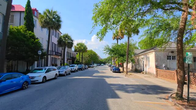 Residential neighborhood drive charleston South Carolina stock video