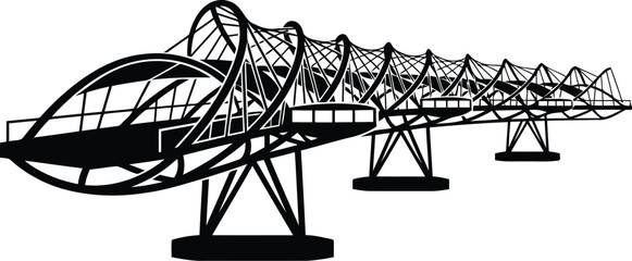 Bucket Wheel Excavator Silhouette Isolated on White for Industrial Mining Concept © Robert