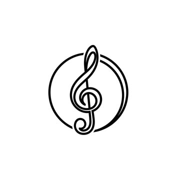 Black music treble clef symbol icon.