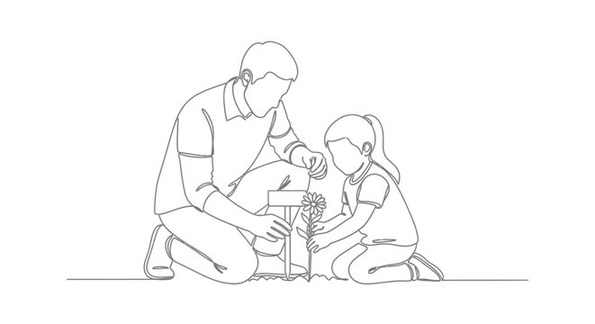 Family building a wooden block tower together.