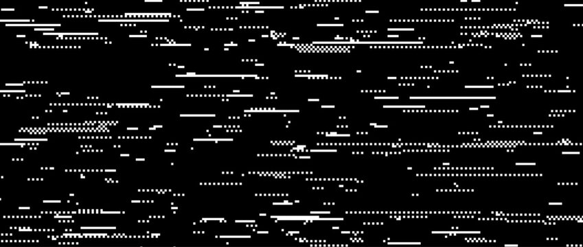 Black and white TV Static noise texture background. Broken television signal screen concept. Random rippled video tape overlay. Glitch vhs pixel wallpaper. Vector image interference backdrop effect
