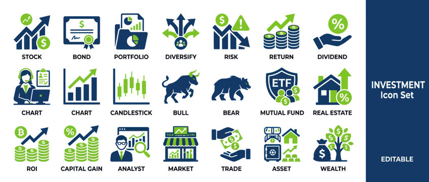 Business Investment Icons Set.