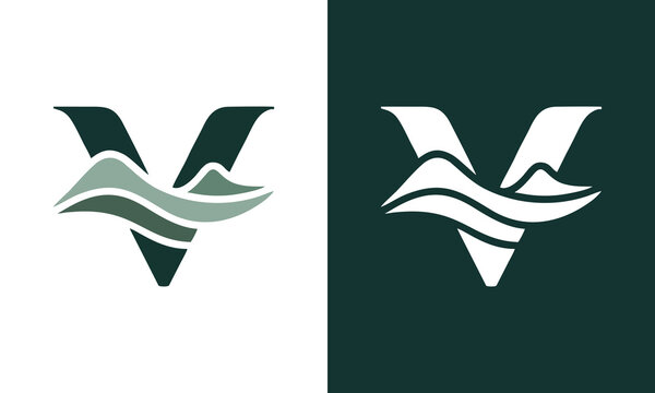 Letter V Wave Logo Design wit...