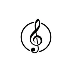 Fototapeta premium Black treble clef music symbol.