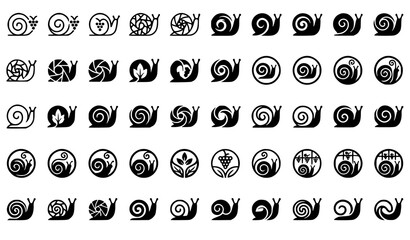 Grape Snail Logo Vector Collection with Modern Spiral Shell Nature Branding Designs © Sifat
