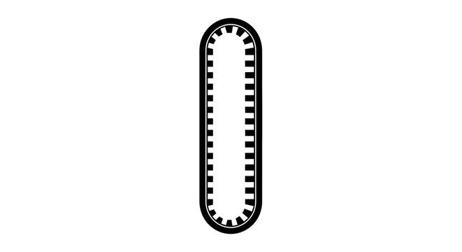 Abstract oval shape with dotted border and inner gear pattern on white background