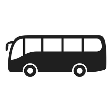 Simple black silhouette of a large public transportation vehicle bus icon