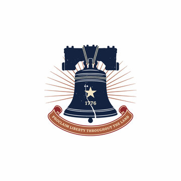 Liberty bell icon with patriotic slogan