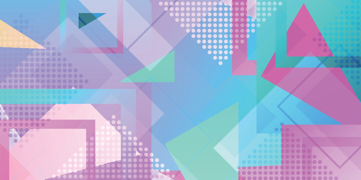 Colorful Abstract Geometric Pattern with Halftone Elements