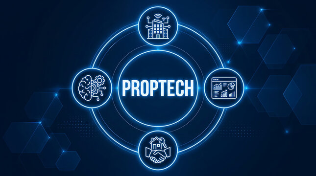 proptech tech concept.The use of technology and innovation to optimize and enhance the real estate industry.