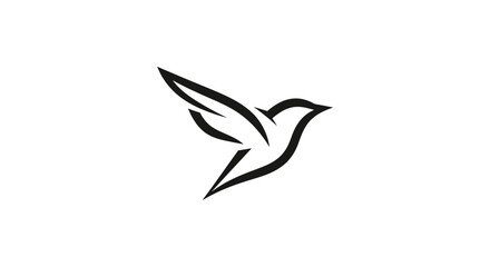 Obraz premium Minimalist black line art of a soaring bird on white background