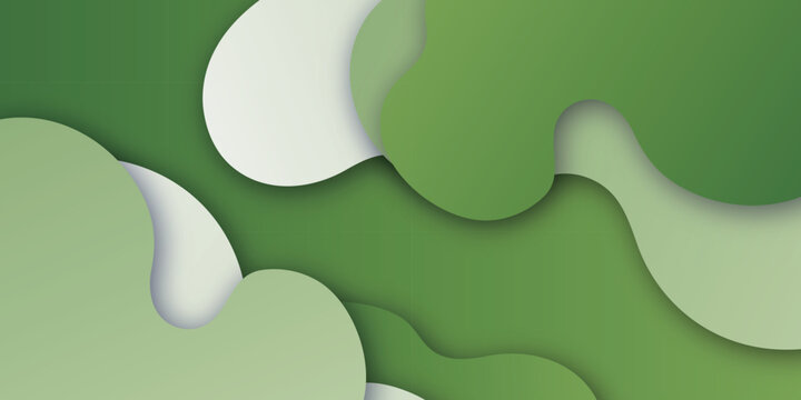 Abstract Green Wavy Paper Cut Background Design