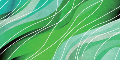 Fototapeta premium Abstract Green Wavy Lines Texture Design Background