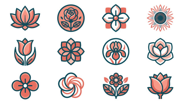 Colorful flowers and blooms illustrations.