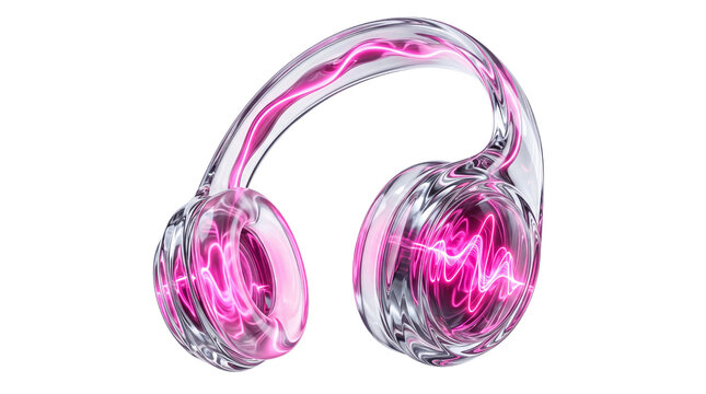 Isolated Glossy Pink and Silver Headphones with Transparent Background Modern Design