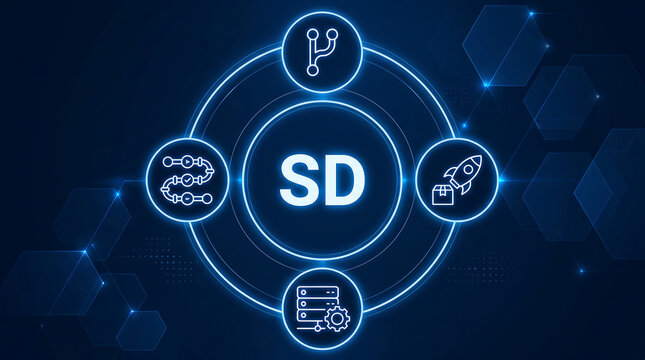 SD acronym Secure Digital, memory card format for portable devices.