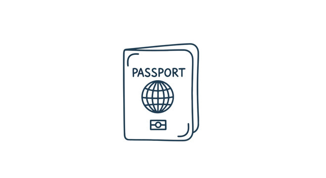 Passport with Globe Icon and Flag.