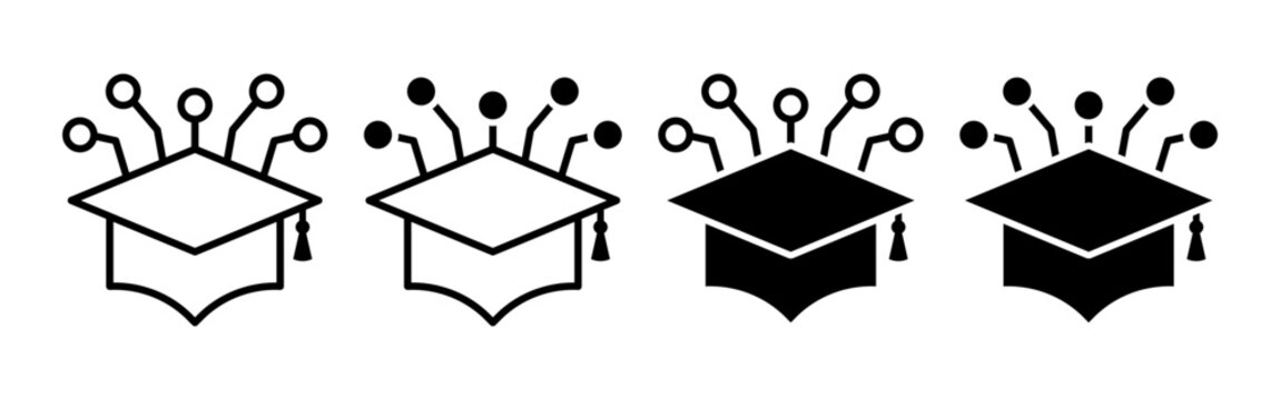 Innovative Circuit Design Featuring Graduation Caps and Technology.