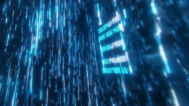 Blue light streaks on dark background.