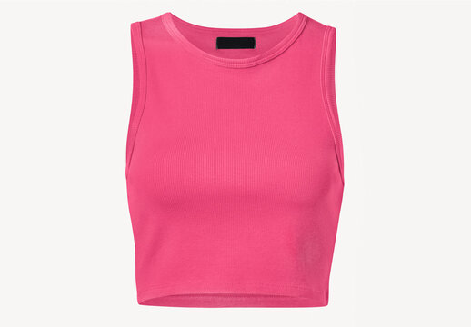 Vibrant Pink Sleeveless Crop Top Mockup PSD