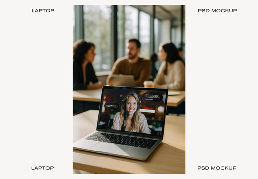 Laptop In Modern Office Setting PSD