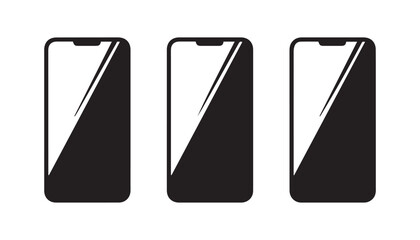 black and white silhouette set of smartphone very high quality vector illustration. © dinesh