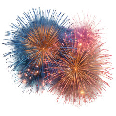 Naklejka premium Bright colorful fireworks display isolated on transparent background