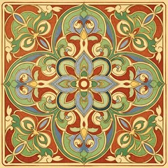 Fototapeta premium Intricate Traditional Tile Pattern with Floral Motifs.
