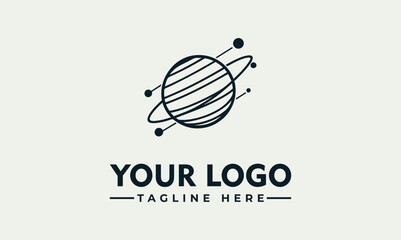 Minimalist planet with orbits vector logo illustration © nuaari
