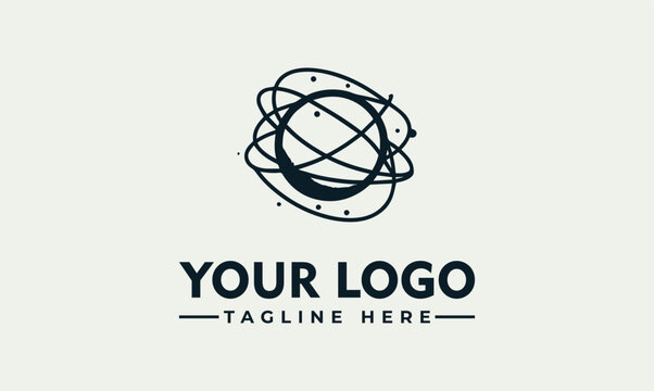Modern atomic orbital symbol vector logo illustration for science and technology