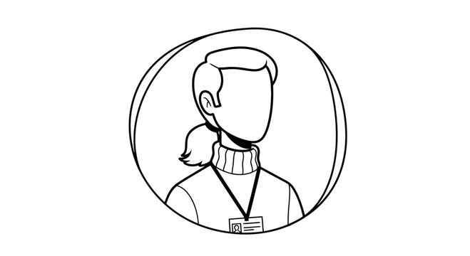 Simple Line Drawing of a Woman.