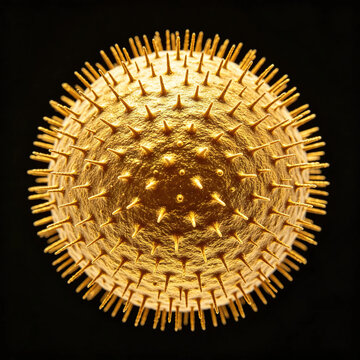 Raw scanning electron microscope (SEM) micrograph of mulberry (*Morus*) pollen: typically spherical in shape, with an outer wall covered in fine spines.
