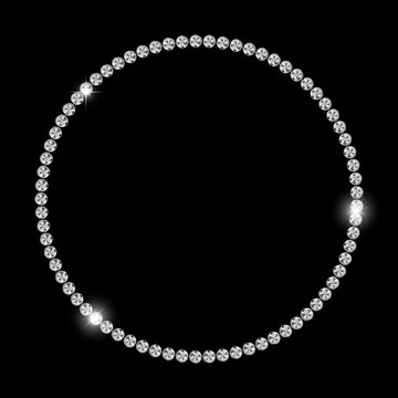 Diamond circle frame on black background with sparkling details and elegant presentation