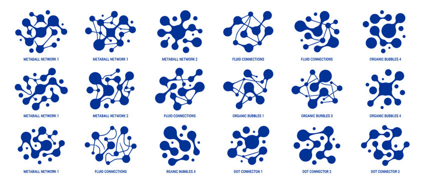 Abstract Network Connections, Molecular Structures, Data Science Icons