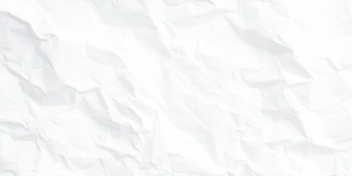 Minimalist white crumpled paper texture background with abstract shadows and creased folds for creative design overlay