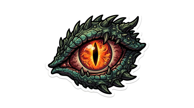 Detailed Reptilian Monster Eye with Fiery Glowing Iris Illustration