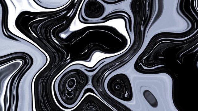 Abstract seamless liquid marble motion background, flowing wavy gradients of Black and White colors, fluid digital art animation, hypnotic ripple effect, modern graphic design for video ove